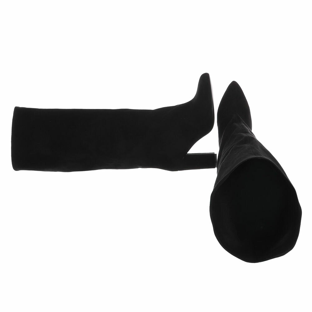 BOTTES HAUTES NOIRES SUÉDINE PREMIUM – TALON HAUT CARRÉ & BOUT POINTU MISS OLFA