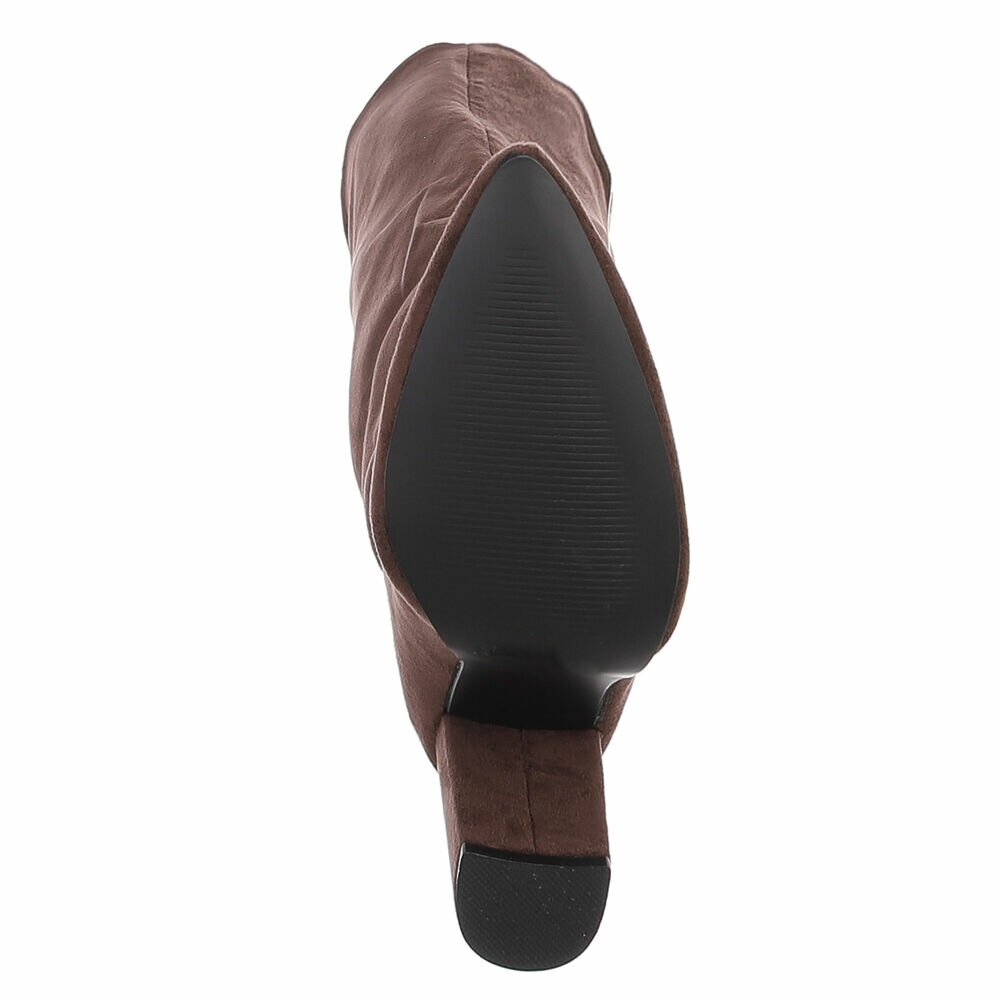 BOTTES HAUTES MARRON SUÉDINE PREMIUM – TALON HAUT CARRÉ & BOUT POINTU MISS OLFA
