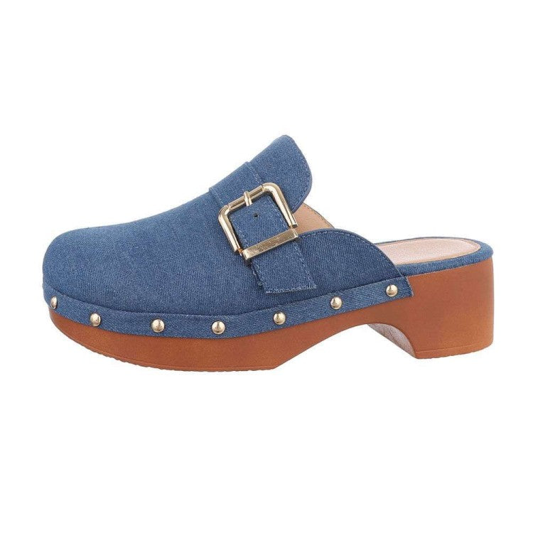 Mule en Denim à Talon – Style Rétro Chic & Intemporel Miss CLARA - MissKCY