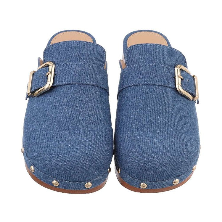 Mule en Denim à Talon – Style Rétro Chic & Intemporel Miss CLARA - MissKCY