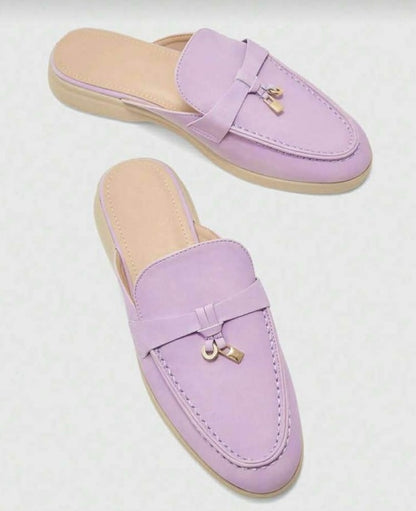 Mules Loafers Lilas à Détails Bijoux