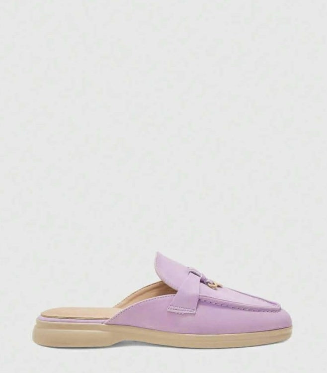 Mules Loafers Lilas à Détails Bijoux