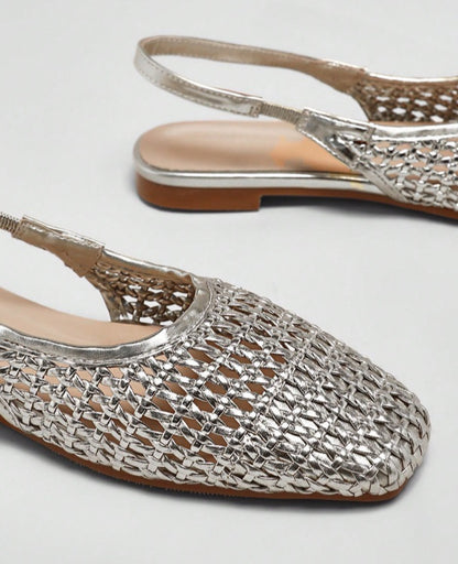 Mules ballerines filet argent