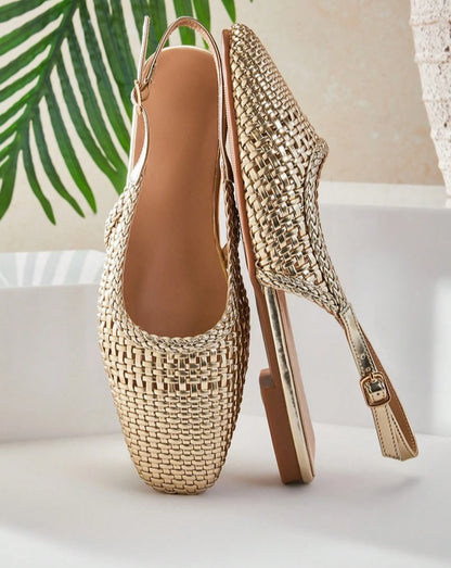 Mules ballerines filet or