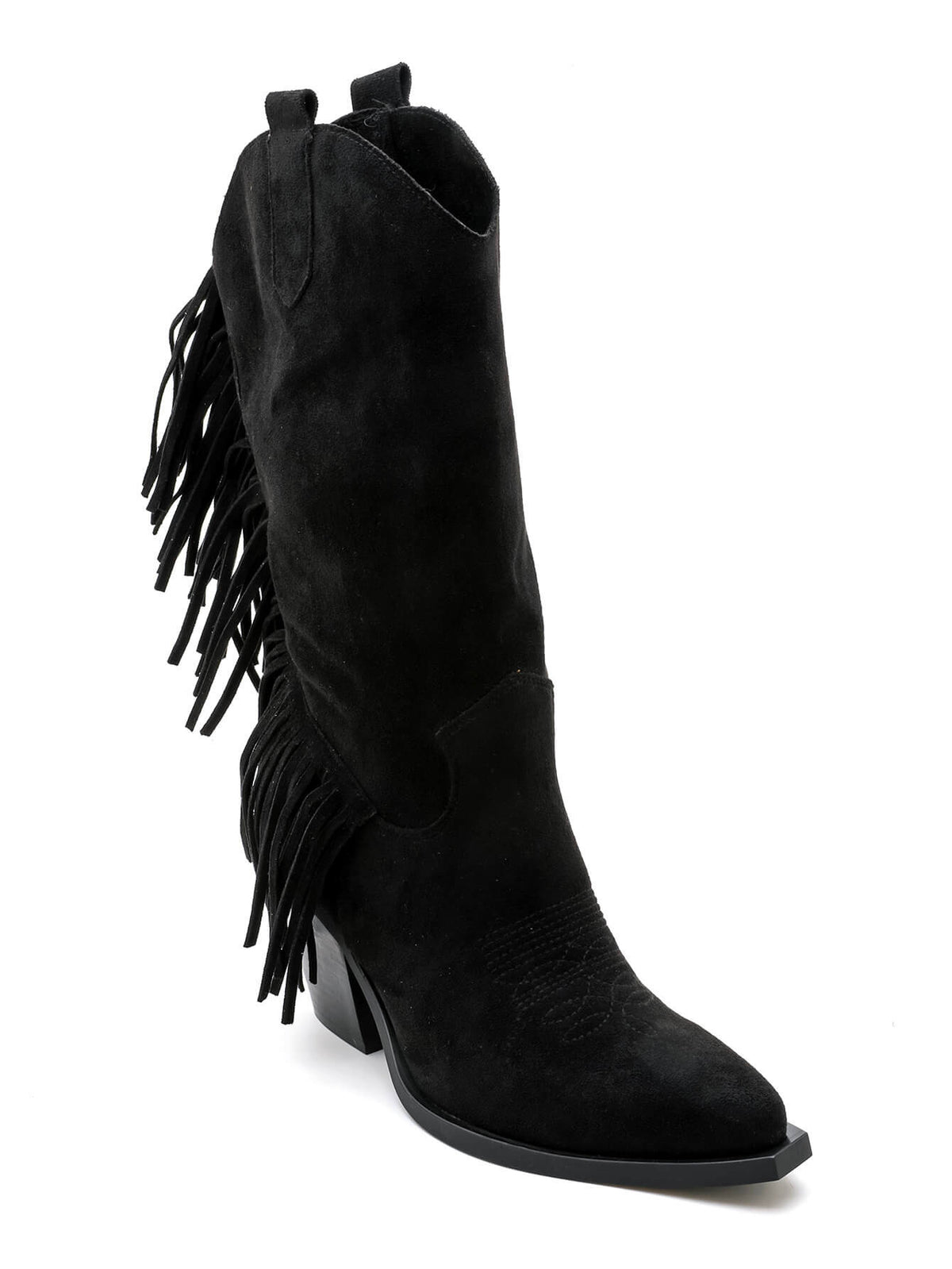 BOTTES SANTIAGS NOIRES À FRANGES FEMME EFFET DAIM MISS CASSANDRE