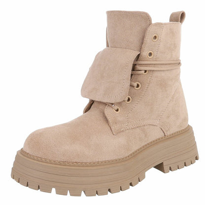 BOTTINES À LACETS BEIGE SUÉDINE PREMIUM – RABAT & SEMELLE CRANTÉE MISS ANGIE
