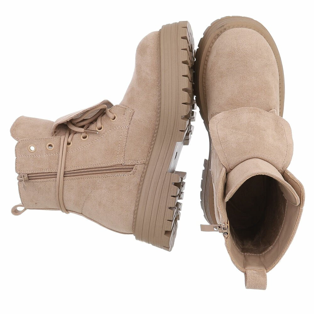 BOTTINES À LACETS BEIGE SUÉDINE PREMIUM – RABAT & SEMELLE CRANTÉE MISS ANGIE