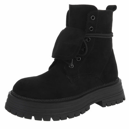 BOTTINES À LACETS NOIRES SUÉDINE PREMIUM – RABAT & SEMELLE CRANTÉE MISS ANGIE