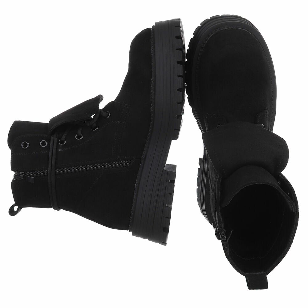 BOTTINES À LACETS NOIRES SUÉDINE PREMIUM – RABAT & SEMELLE CRANTÉE MISS ANGIE