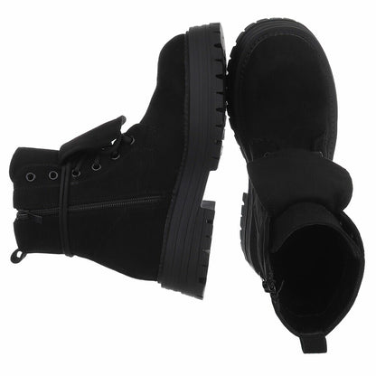 BOTTINES À LACETS NOIRES SUÉDINE PREMIUM – RABAT & SEMELLE CRANTÉE MISS ANGIE
