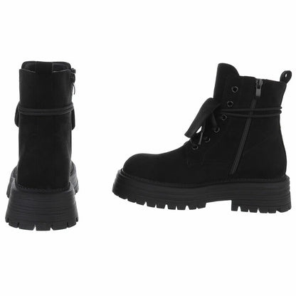 BOTTINES À LACETS NOIRES SUÉDINE PREMIUM – RABAT & SEMELLE CRANTÉE MISS ANGIE