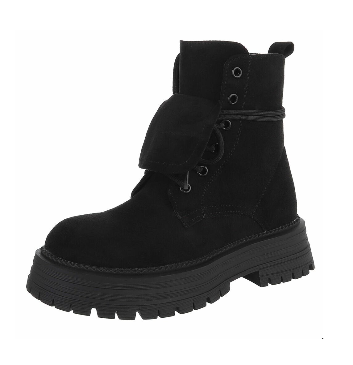 BOTTINES À LACETS NOIRES SUÉDINE PREMIUM – RABAT & SEMELLE CRANTÉE MISS ANGIE