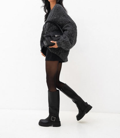 CHAUSSURES FEMME BOTTES BICKER SEMELLE CRANTEE MISS NESSA NOIR