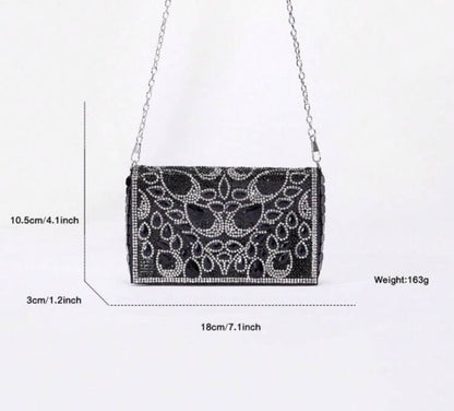 Sac de soirée luxe noir à strass – Éclat Élégant