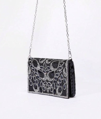Sac de soirée luxe noir à strass – Éclat Élégant
