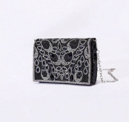 Sac de soirée luxe noir à strass – Éclat Élégant