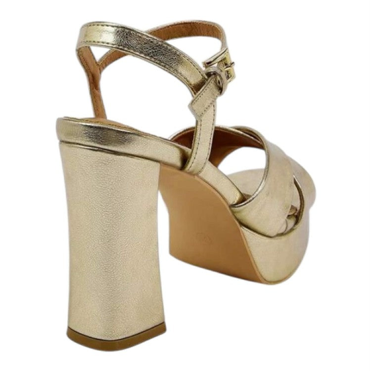 Sandales à Talons Hauts Plateformes Dorées – Design Croisé & Brides Chevilles MISS CLEYA