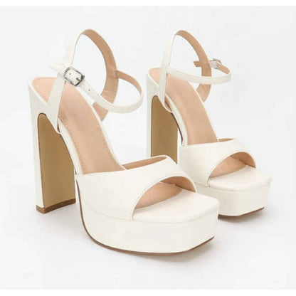 SANDALES BLANC À TALON HAUT AVEC BRIDE – ÉLÉGANCE POUR SOIRÉES & MARIAGES MISS KERA BLANC