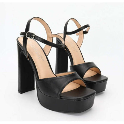 SANDALES NOIR À TALON HAUT AVEC BRIDE – ÉLÉGANCE POUR SOIRÉES & MARIAGES MISS KERA NOIR