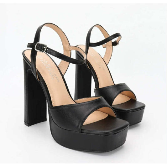 SANDALES NOIR À TALON HAUT AVEC BRIDE – ÉLÉGANCE POUR SOIRÉES & MARIAGES MISS KERA NOIR