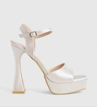 Sandales Plateforme Satinées - Talon Évasé 12cm - MISS SOLENE