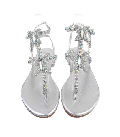 SANDALES PLATES MISS BUTTERFLY ARGENT