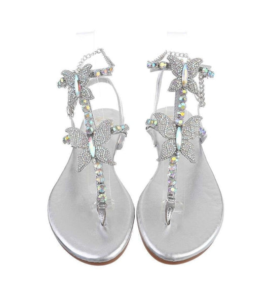 SANDALES PLATES MISS BUTTERFLY ARGENT