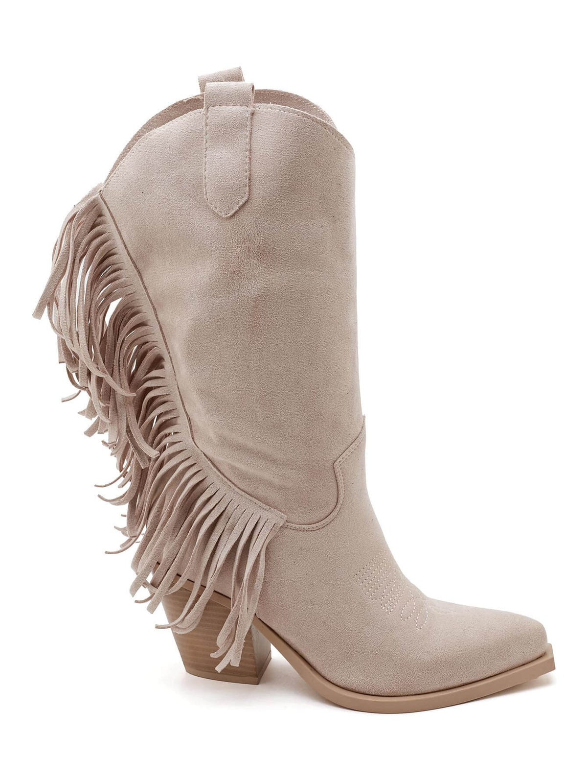 BOTTES SANTIAGS BEIGE CLAIR À FRANGES FEMME EFFET DAIM MISS