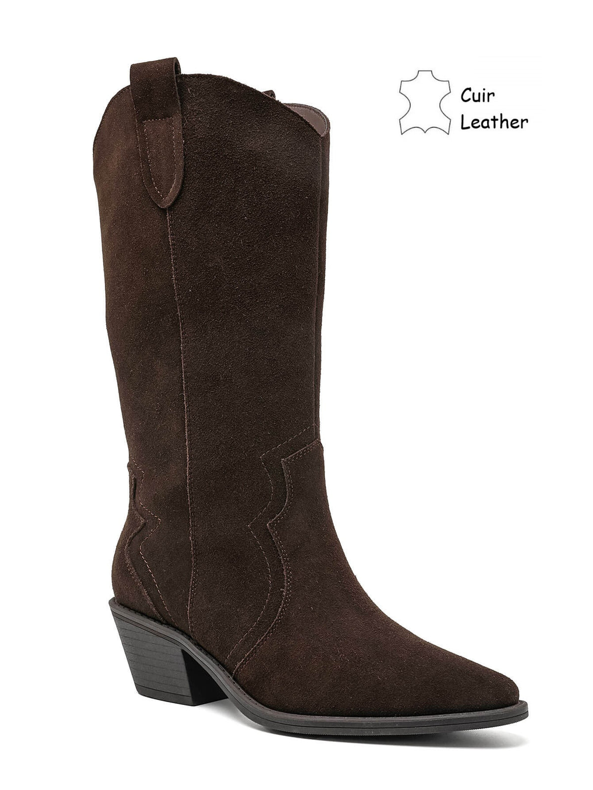 BOTTES SANTIAGS MARRON CHOCOLAT FEMME CUIR SUÉDÉ | MISS MADISSON