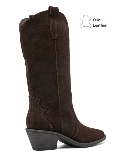 BOTTES SANTIAGS MARRON CHOCOLAT FEMME CUIR SUÉDÉ | MISS MADISSON