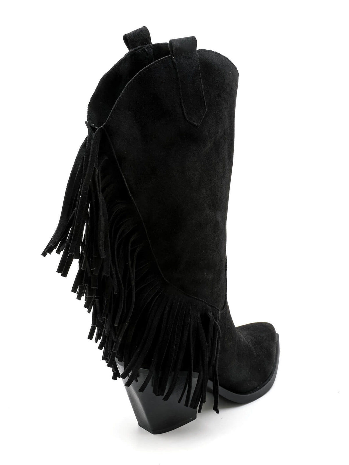 BOTTES SANTIAGS NOIRES À FRANGES FEMME EFFET DAIM MISS CASSANDRE