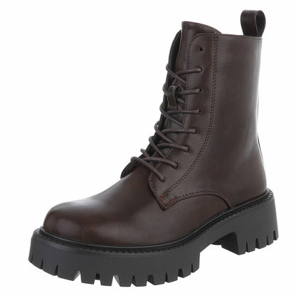 BOTTINES À LACETS MARRON – SIMILI CUIR PREMIUM SEMELLE CRANTÉE NOIRE MISS ALYA