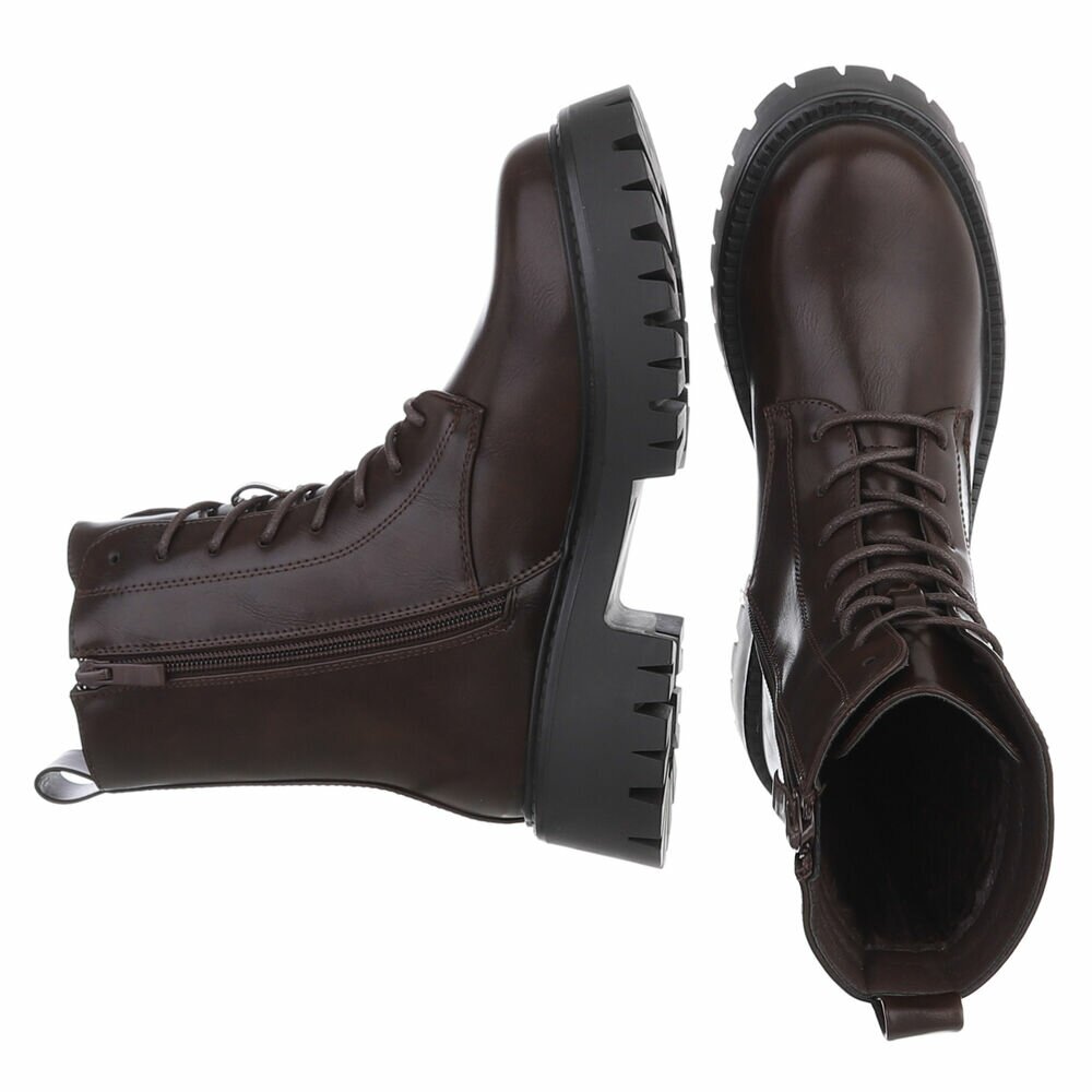 BOTTINES À LACETS MARRON – SIMILI CUIR PREMIUM SEMELLE CRANTÉE NOIRE MISS ALYA