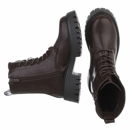 BOTTINES À LACETS MARRON – SIMILI CUIR PREMIUM SEMELLE CRANTÉE NOIRE MISS ALYA