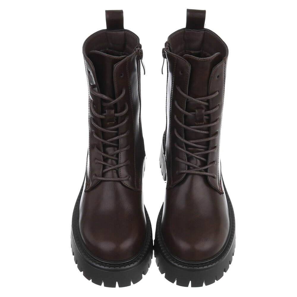 BOTTINES À LACETS MARRON – SIMILI CUIR PREMIUM SEMELLE CRANTÉE NOIRE MISS ALYA