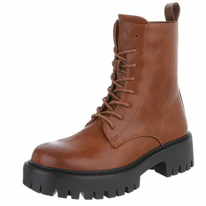 BOTTINES À LACETS CAMEL – SIMILI CUIR PREMIUM SEMELLE CRANTÉE NOIRE MISS ALYA