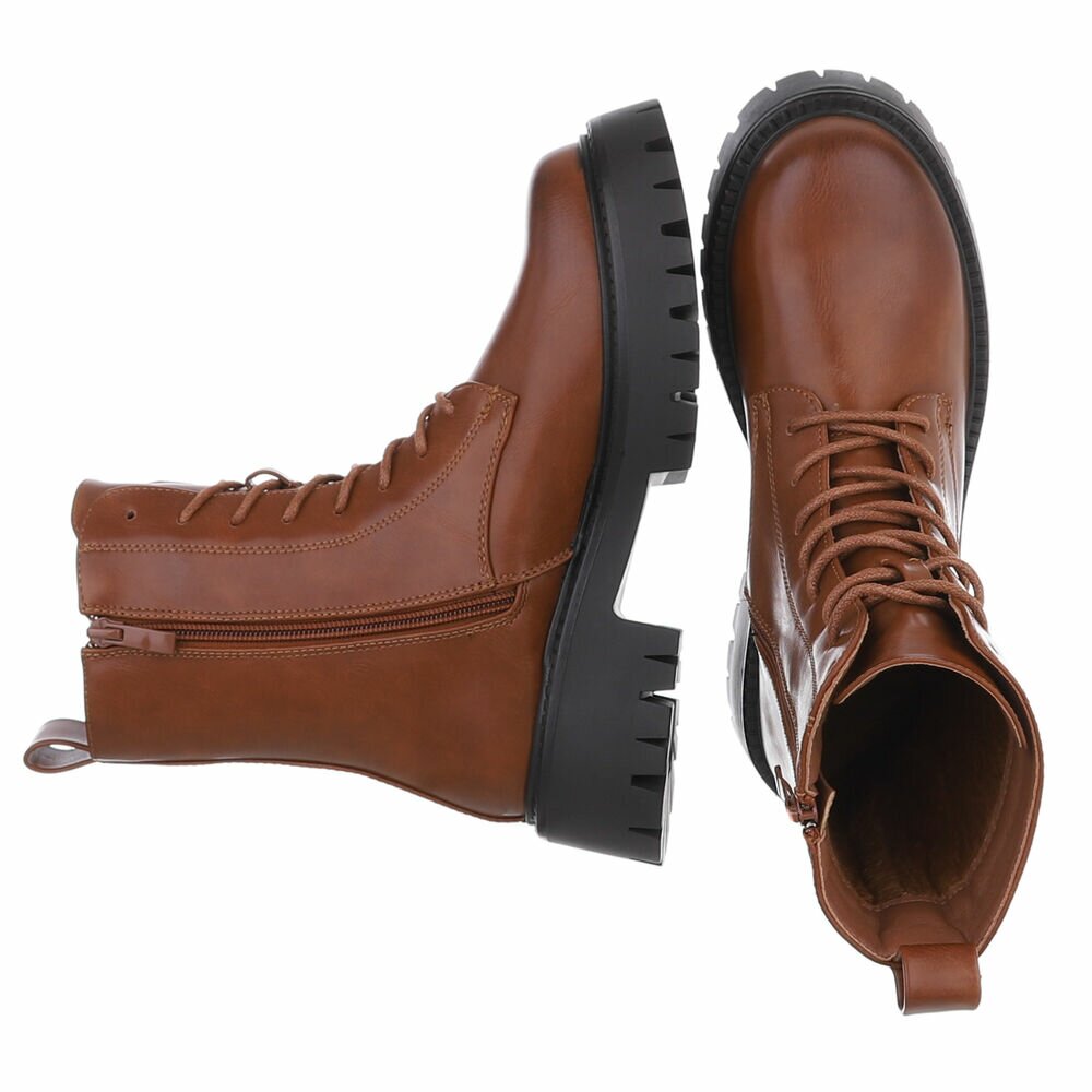 BOTTINES À LACETS CAMEL – SIMILI CUIR PREMIUM SEMELLE CRANTÉE NOIRE MISS ALYA