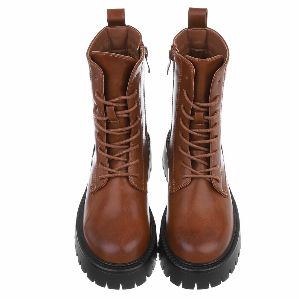 BOTTINES À LACETS CAMEL – SIMILI CUIR PREMIUM SEMELLE CRANTÉE NOIRE MISS ALYA