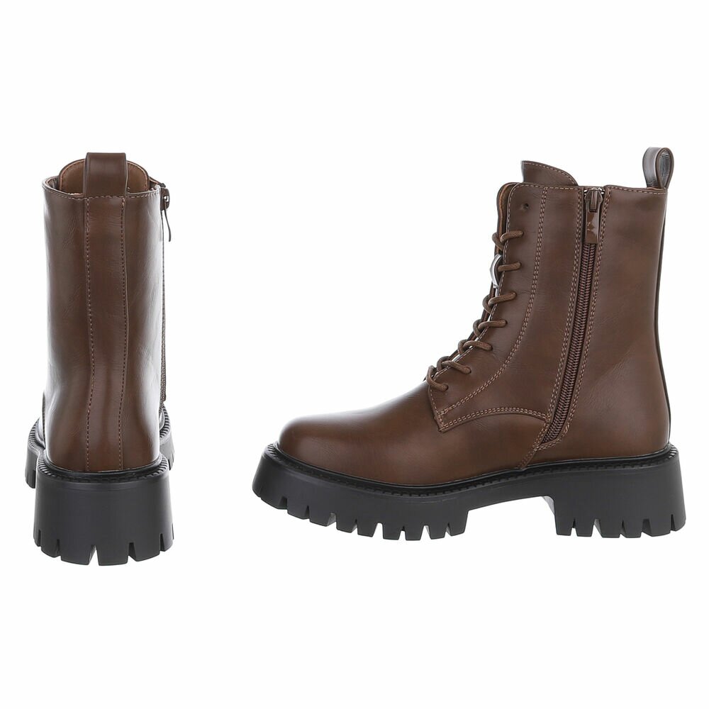 BOTTINES À LACETS KHAKI – SIMILI CUIR PREMIUM ZIP & SEMELLE CRANTÉE NOIRE MISS ALYA