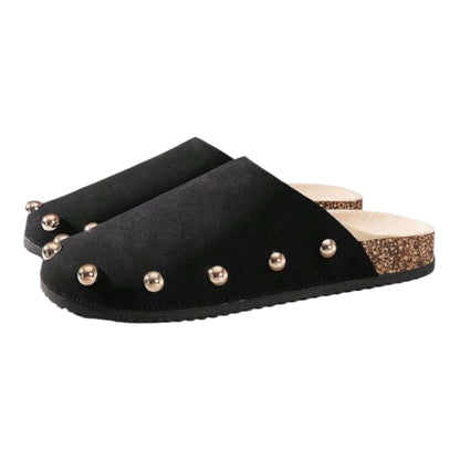 Sandales Gladtior Chic à Détail Métallique - Élégance & Confort d'Été Noir