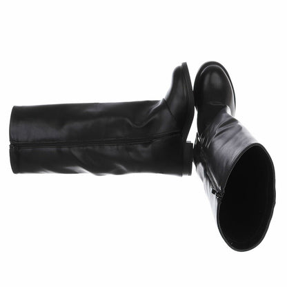 BOTTES HAUTES NOIRES ASPECT CUIR – EFFET GUÊTRE & BOUCLE DORÉE MISS MARIAH