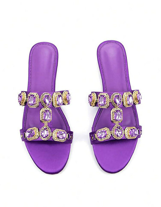 Sandales Bijoux "Améthyste Royale" – Élégance Satinée violet