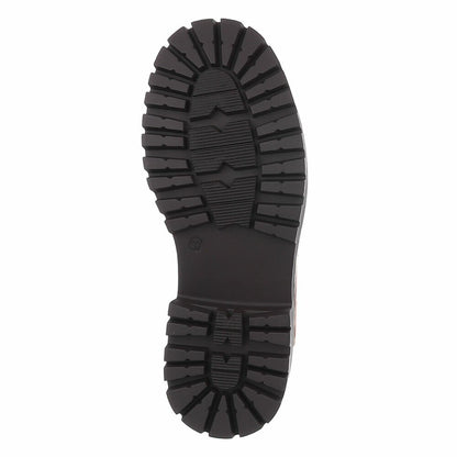 BOTTINES À LACETS MARRON ASPECT DAIM – PERLES DÉCORATIVES & SEMELLE CRANTÉE