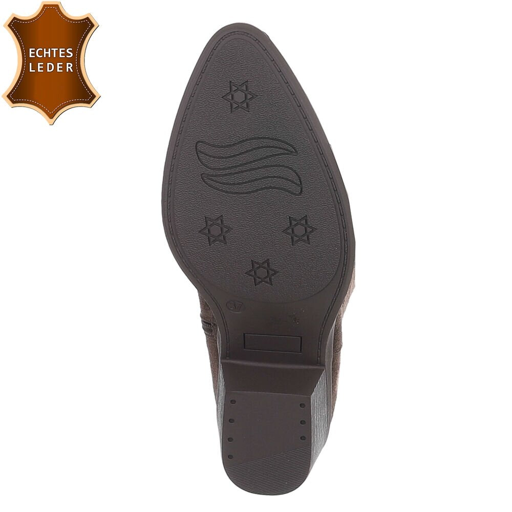 Chaussures femme bottes western coachella en daim veritable marron