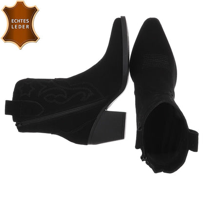 Chaussures femme bottes western coachella en daim veritable talon noir