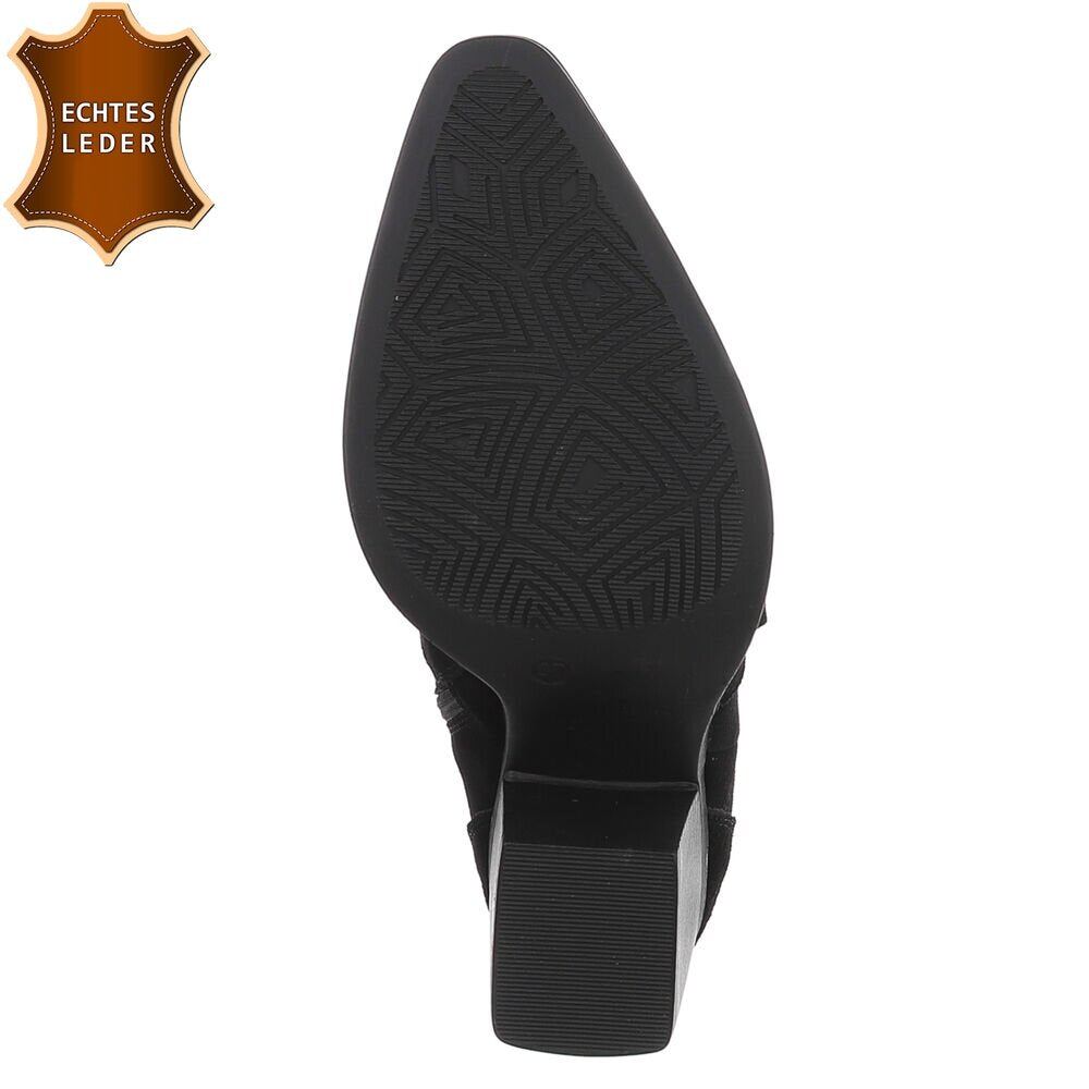 Chaussures femme bottes western coachella en daim veritable talon noir