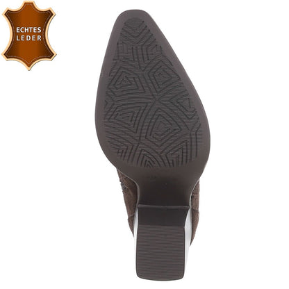 Chaussures femme bottes western coachella en daim veritable talon marron